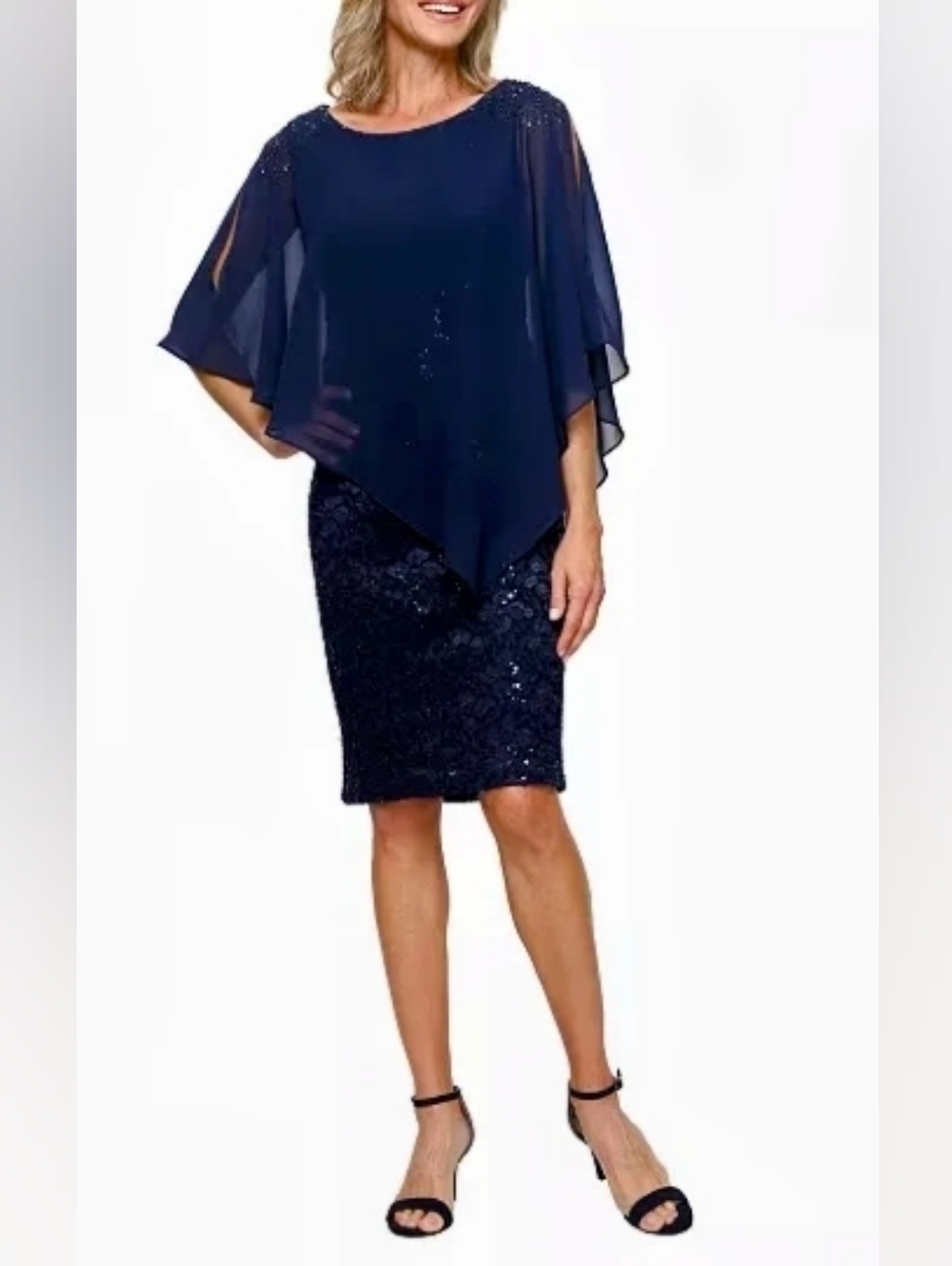 Laundry By Shelli Segal💙 Captivating Navy Blue Sequin Dress Nwot